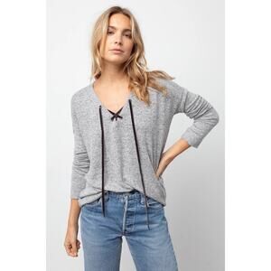 Rails Leigh Brushed Fleece Pullover Top Fuzzy Gray Size Medium